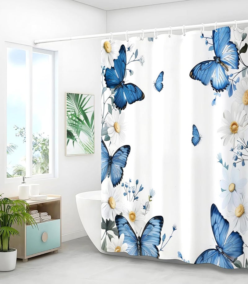 Stanoha Shower Curtain for Bathroom Stall Boho Modern Cute Aesthetic Decorative Girly Waterproof Unique Butterfly Flower Girls Chic Print Design Teen Pretty Women Cortinas de Baño Bathtub 72 x72 Inch - Image 4